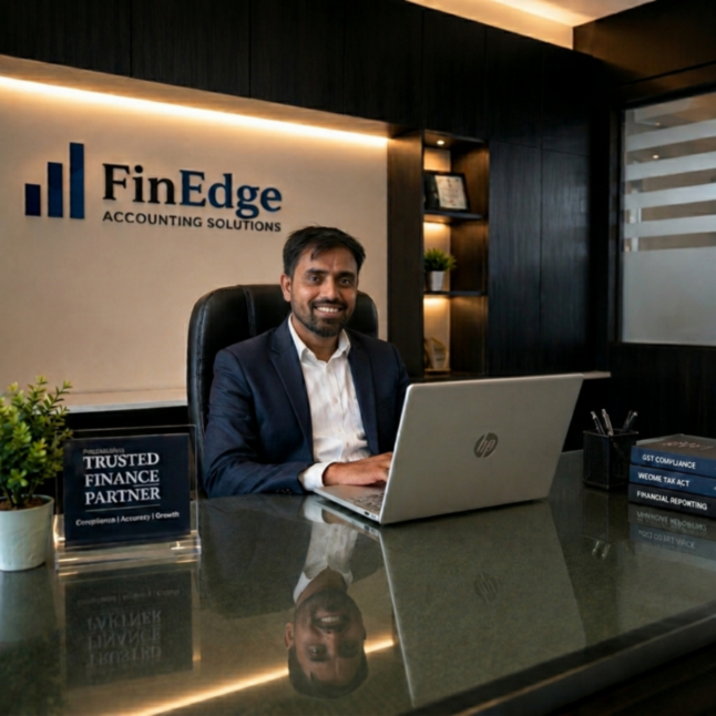 Abstract financial chart and document representing FinEdge's precision-driven approach